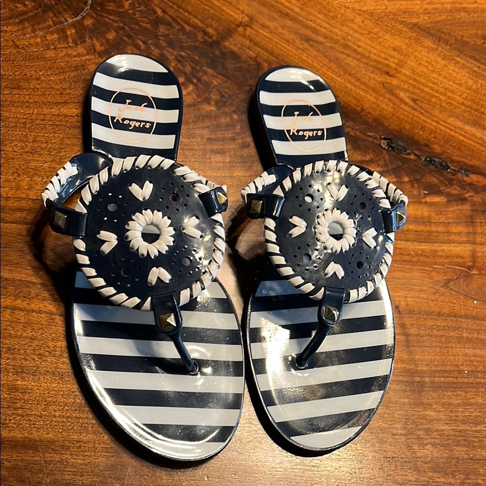 Jack Rogers Navy and White Striped Sandals
